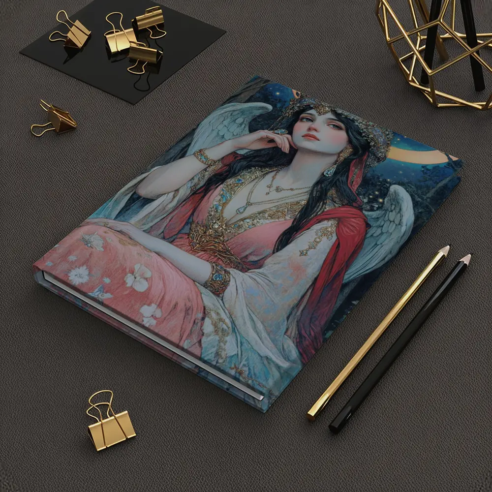 Angel Woman Jeweled Crown Starry Night Forest – Notebooks