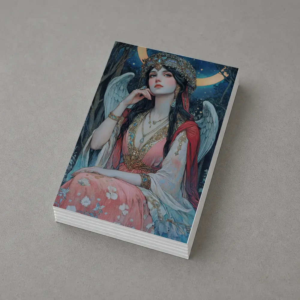 Angel Woman Jeweled Crown Starry Night Forest – Postcards
