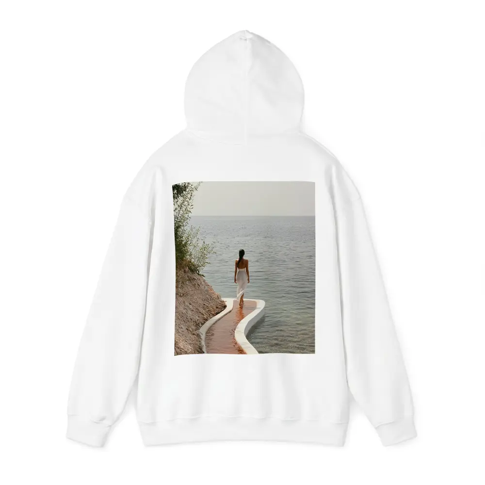 Woman Walking Curved Coastal Path Ocean View – Hoodies