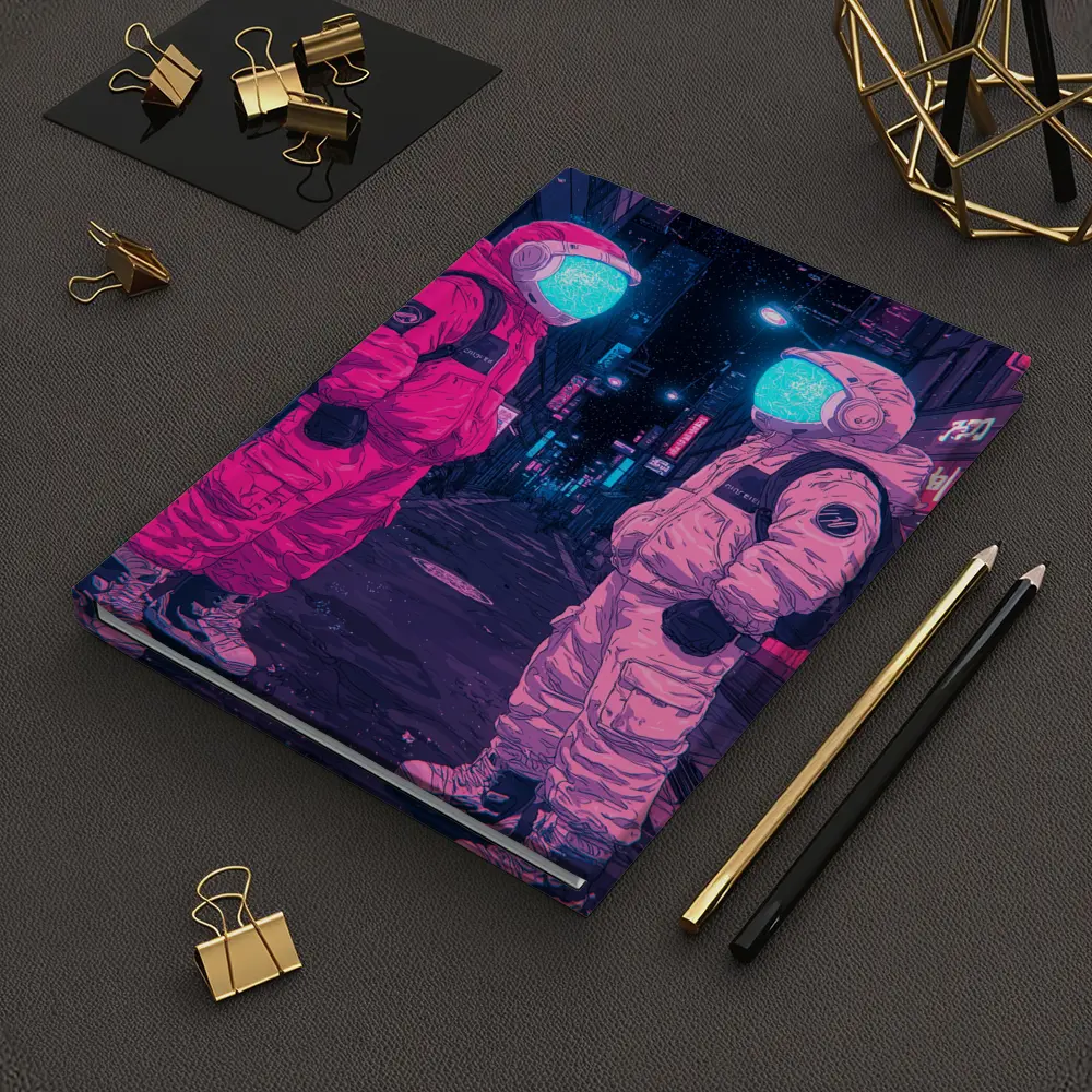 Astronauts Neon Tokyo Street Night Art – Notebooks