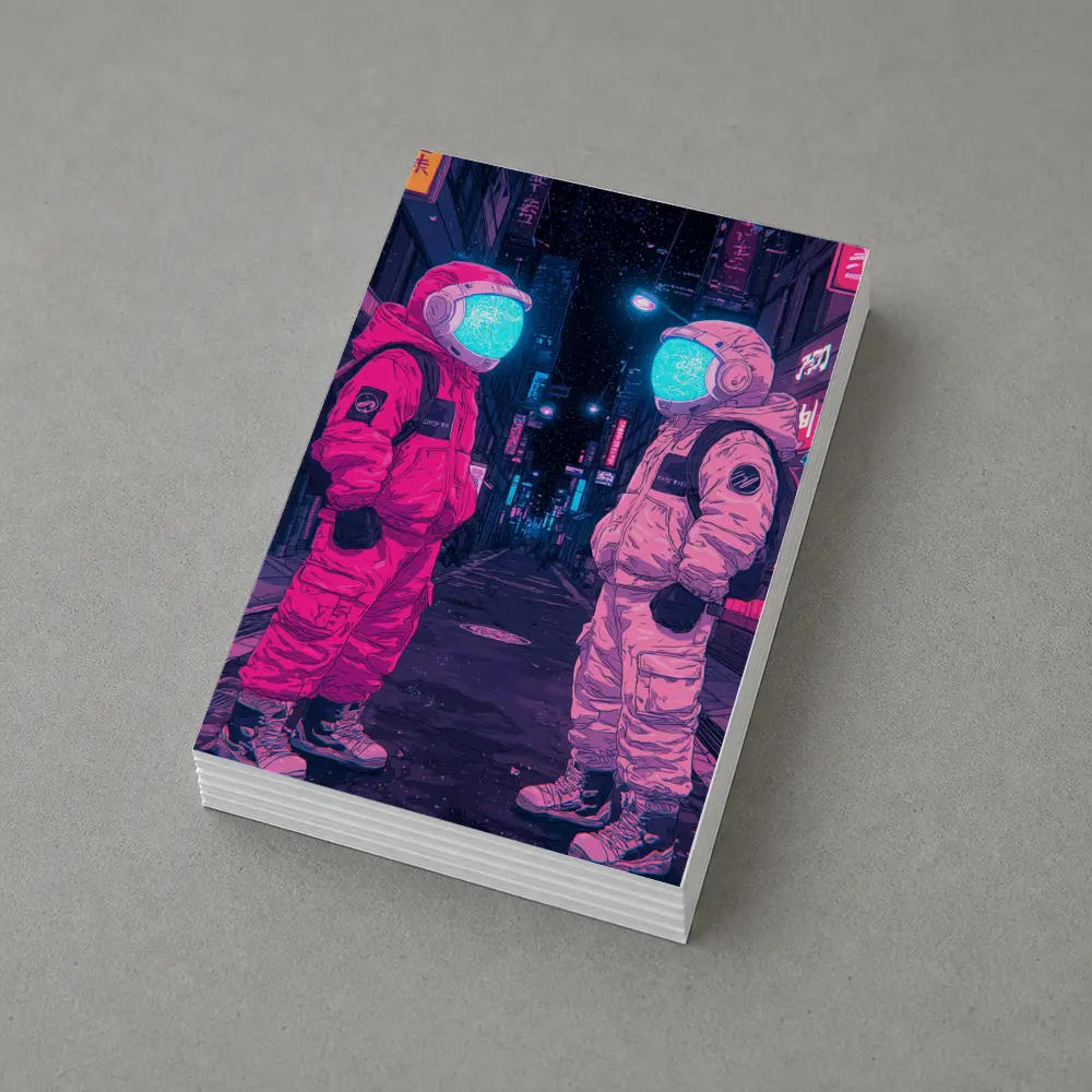 Astronauts Neon Tokyo Street Night Art – Postcards