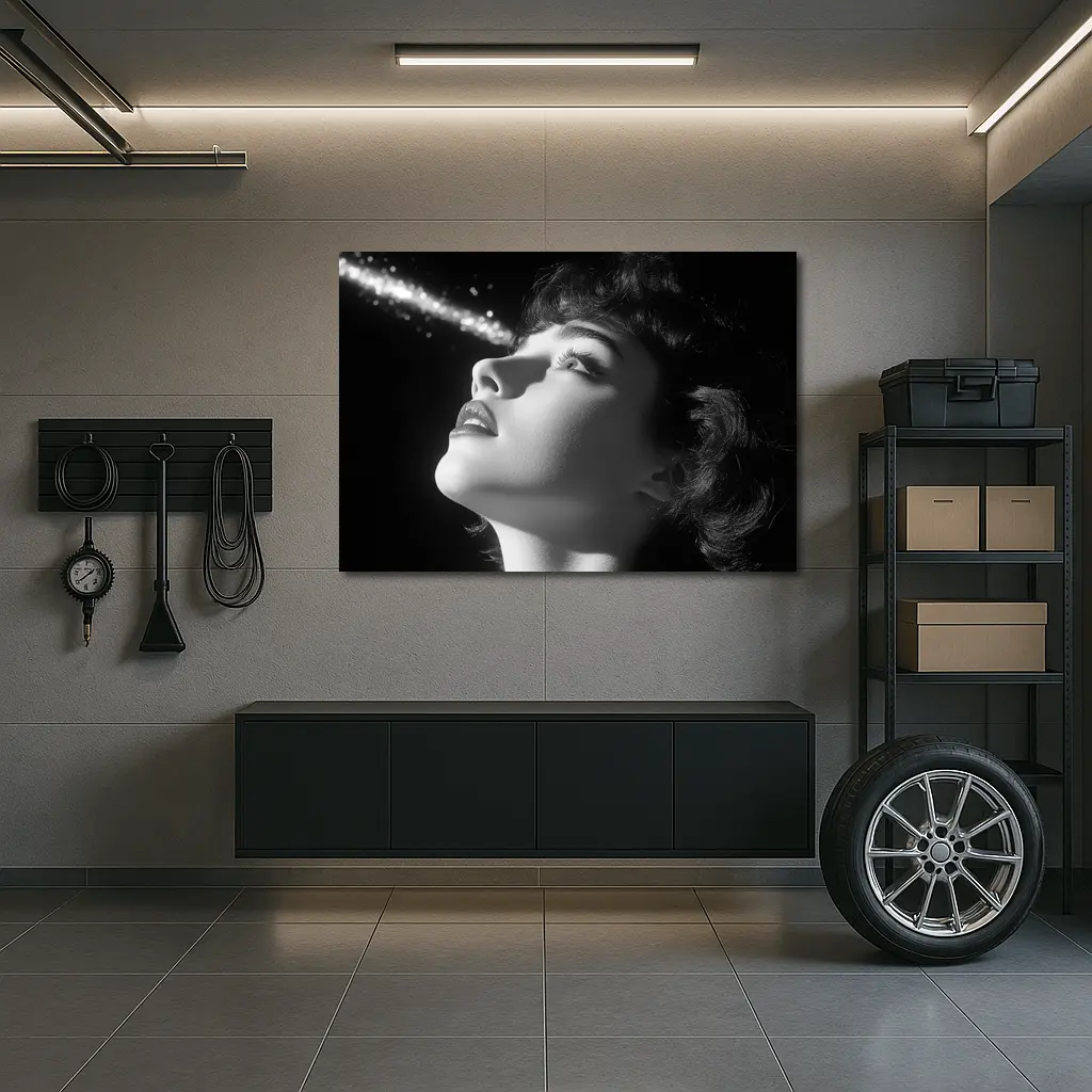 Black And White Woman Glowing Light Portrait – Wall Art