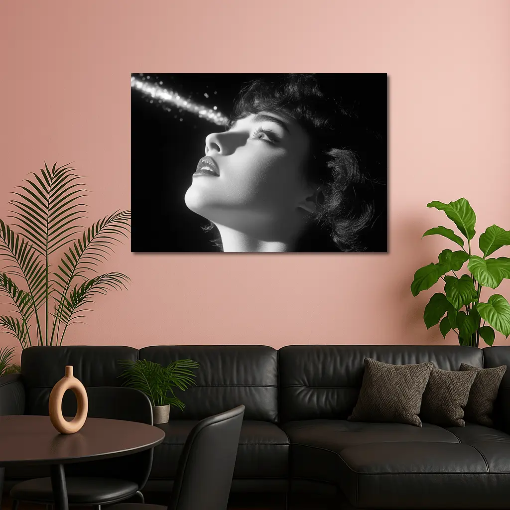 Black And White Woman Glowing Light Portrait – Wall Art