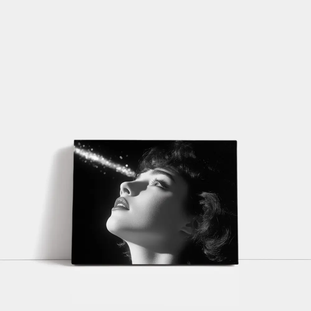 Black And White Woman Glowing Light Portrait – Wall Art