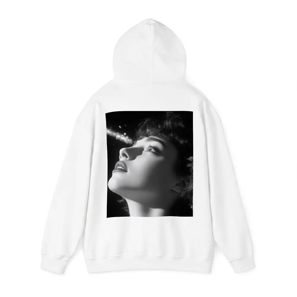 Black And White Woman Glowing Light Portrait – Hoodies