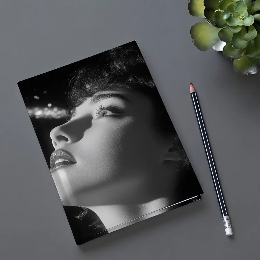 Black And White Woman Glowing Light Portrait – Notebooks