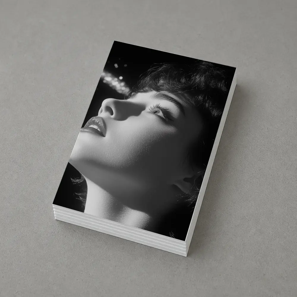 Black And White Woman Glowing Light Portrait – Postcards