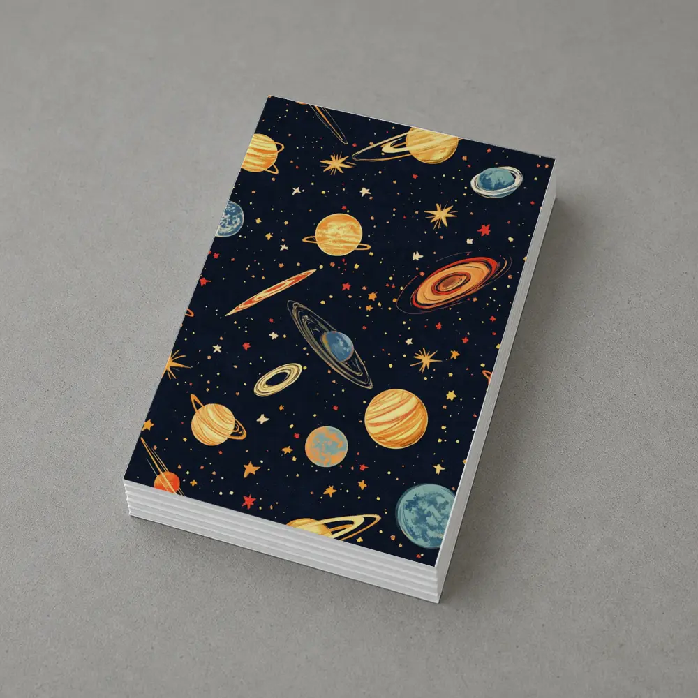 Retro Space Planets Stars Dark Blue Pattern – Postcards