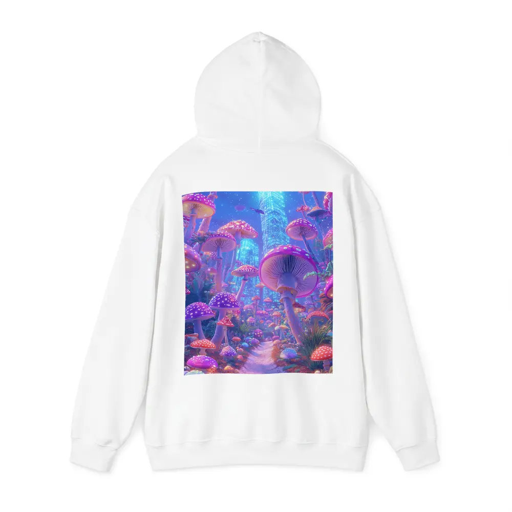 Neon Mushroom Forest Glowing Futuristic City – Hoodies