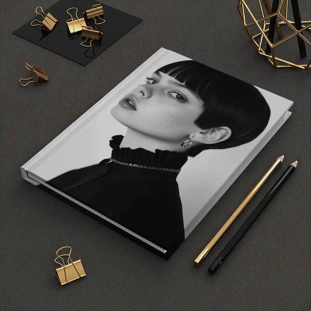 Black and White Portrait Woman Short Hair – Notebooks