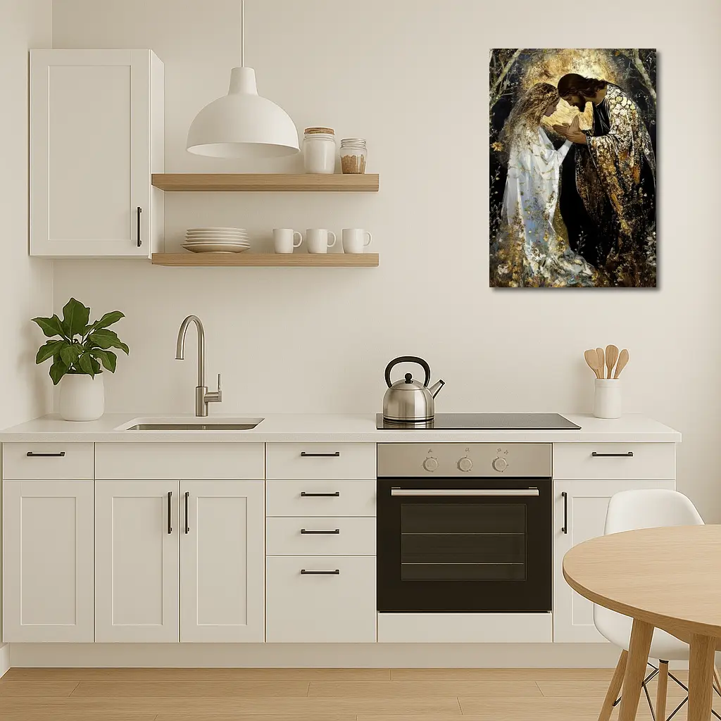 Jesus and Mary Praying Gold Floral Art – Wall Art