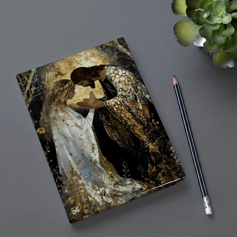 Jesus and Mary Praying Gold Floral Art – Notebooks