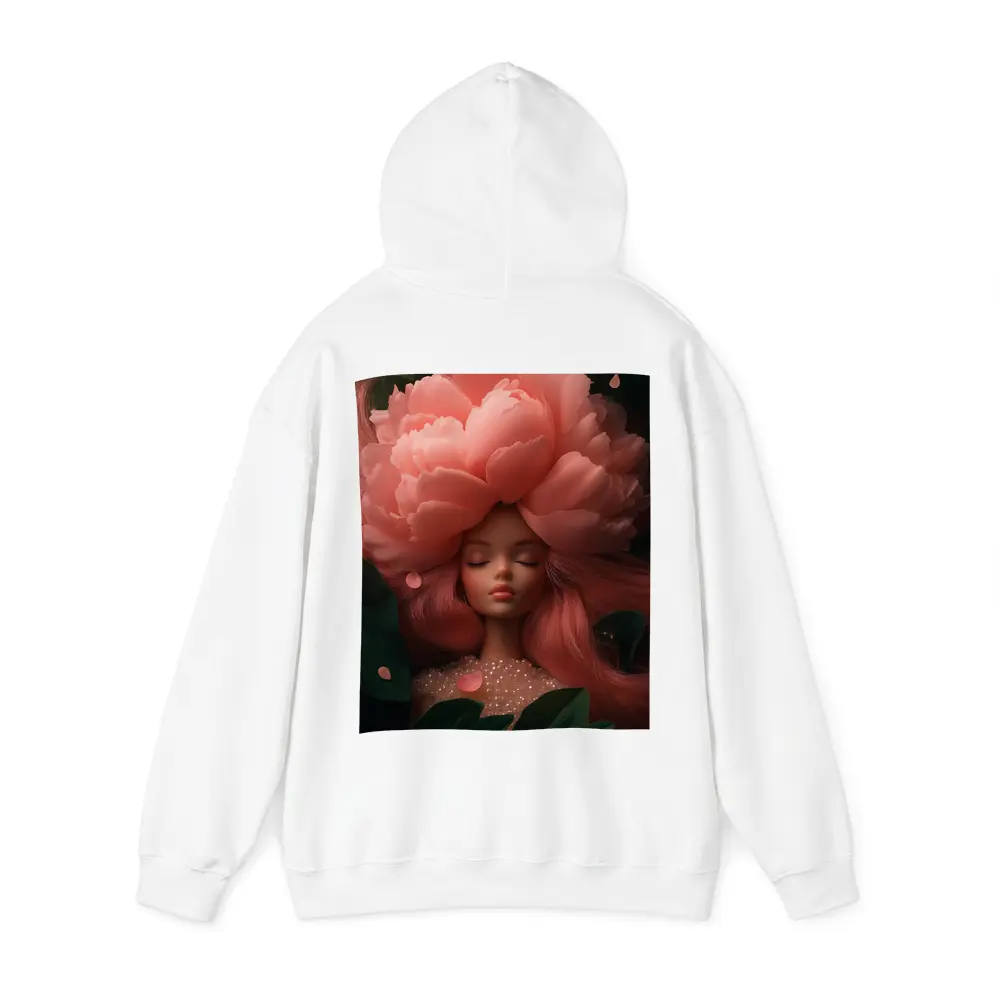 Peony Flower Girl Fantasy Pink Dark Background – Hoodies