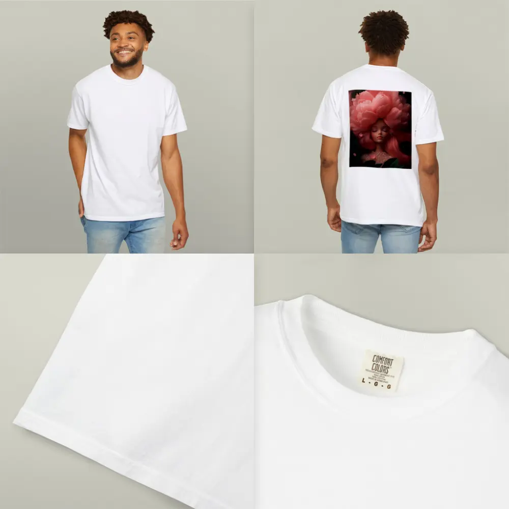Peony Flower Girl Fantasy Pink Dark Background – T-Shirts