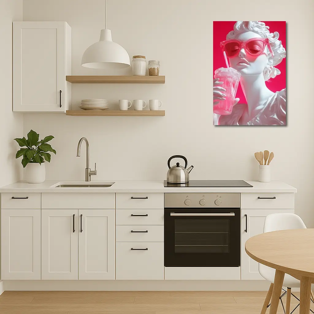 Greek Statue Pink Sunglasses Bold Background – Wall Art