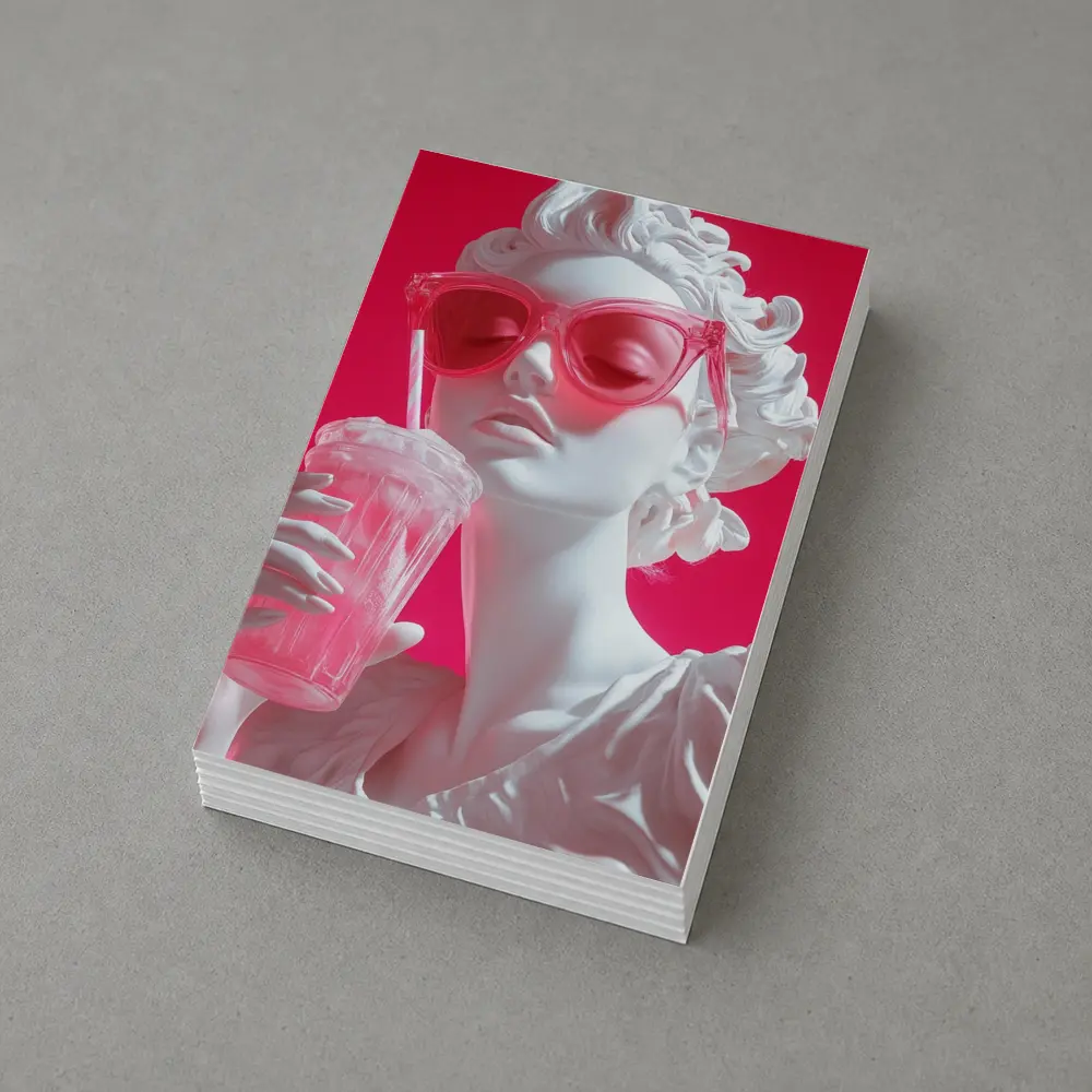 Greek Statue Pink Sunglasses Bold Background – Postcards