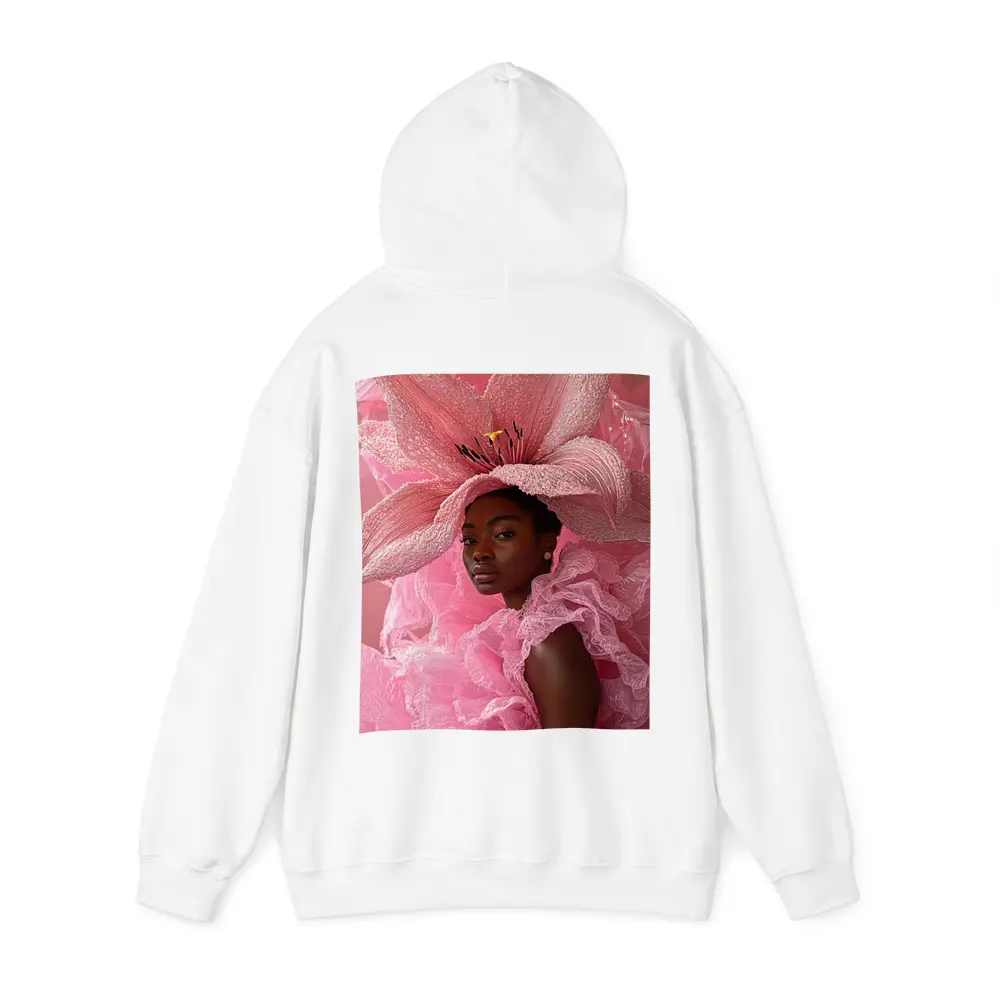 Woman Pink Lily Flower Headdress Portrait – Hoodies