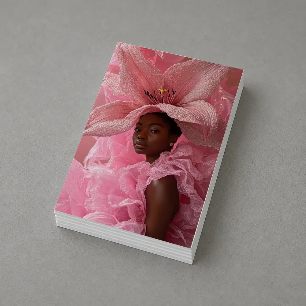 Woman Pink Lily Flower Headdress Portrait – Postcards