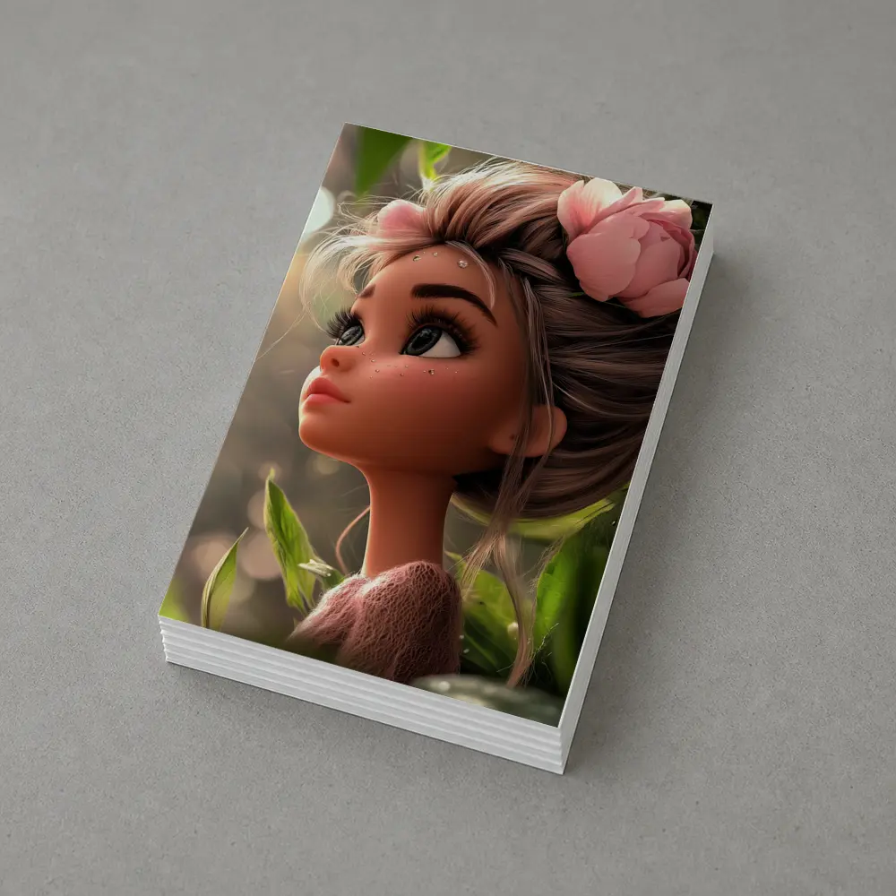 Cartoon Girl Pink Flower Garden Fantasy – Postcards