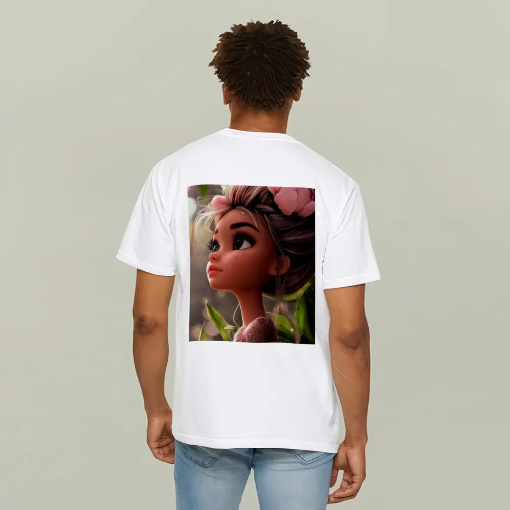 Cartoon Girl Pink Flower Garden Fantasy – T-Shirts