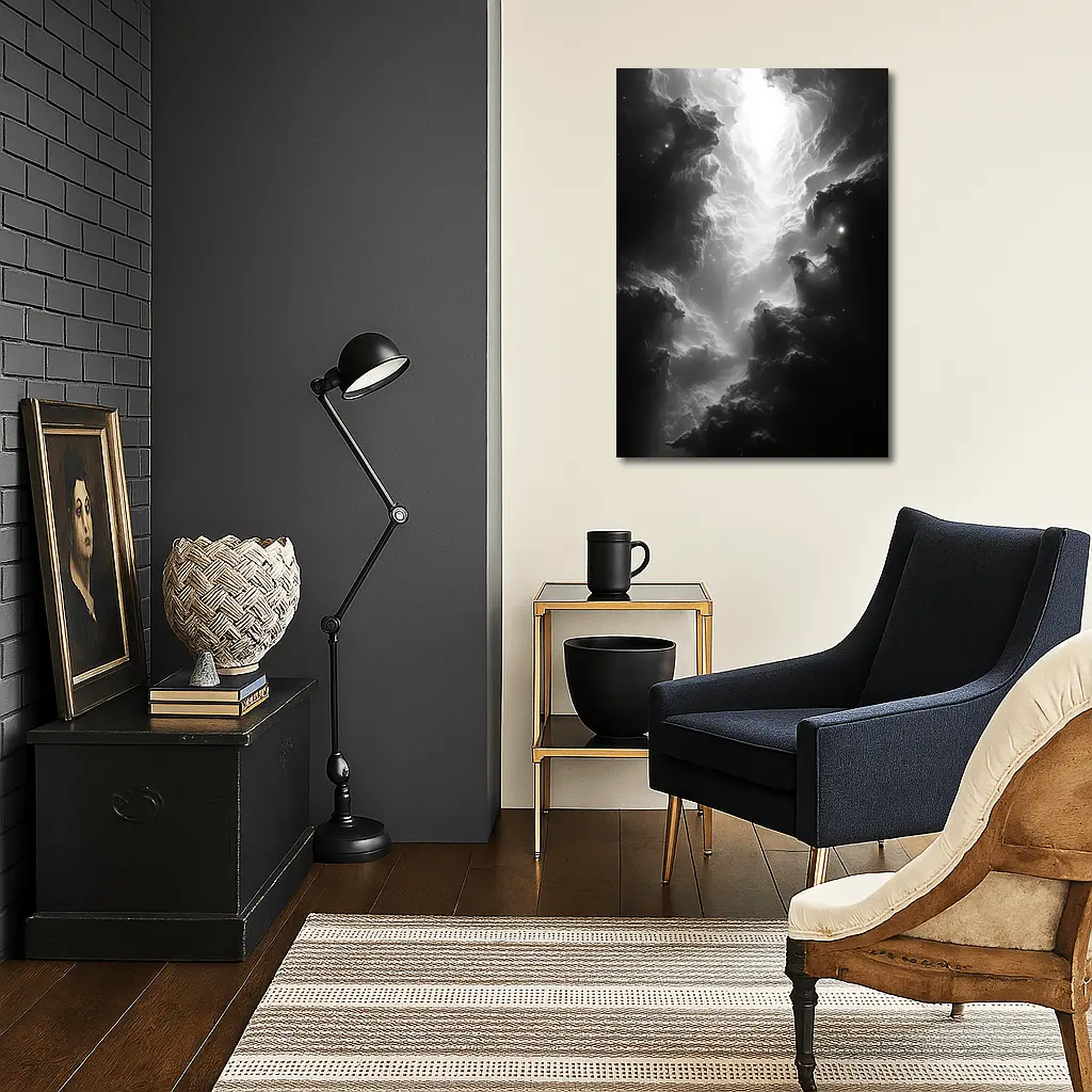 Black and White Nebula Space Galaxy Art – Wall Art