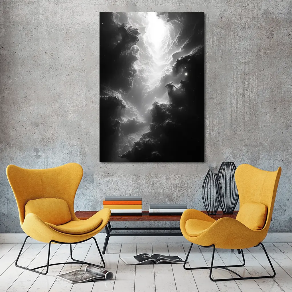 Black and White Nebula Space Galaxy Art – Wall Art