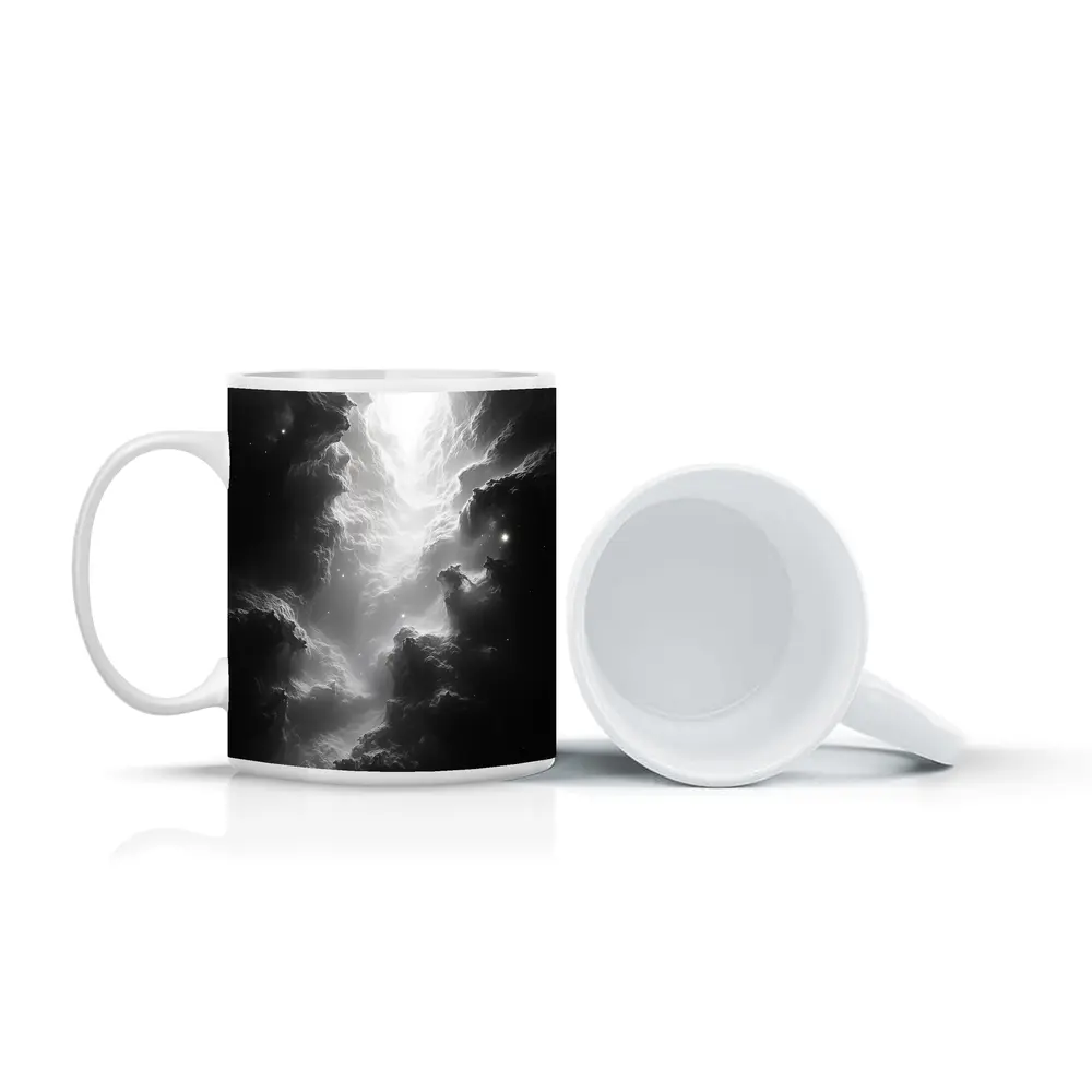 Black and White Nebula Space Galaxy Art – Mugs
