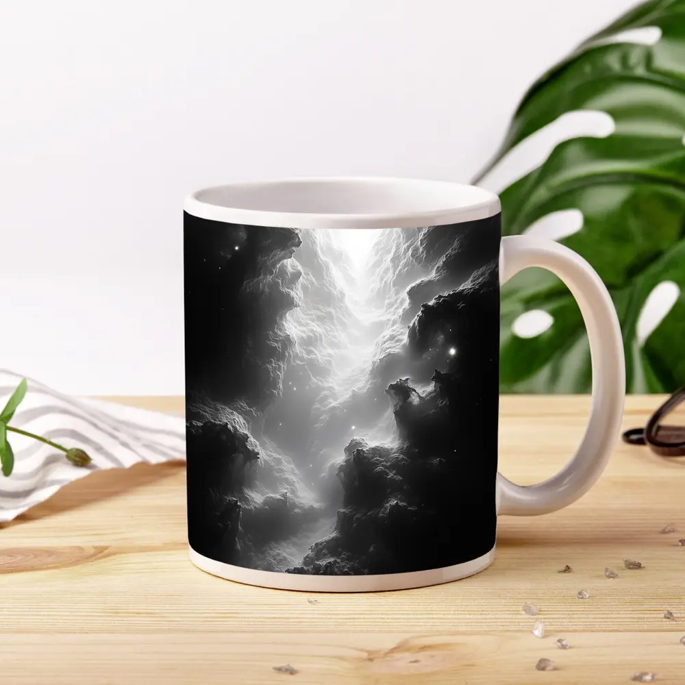 Black and White Nebula Space Galaxy Art – Mugs