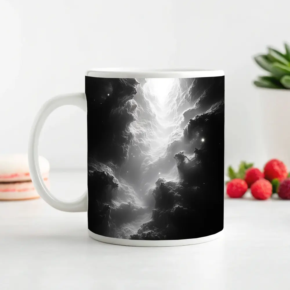 Black and White Nebula Space Galaxy Art – Mugs