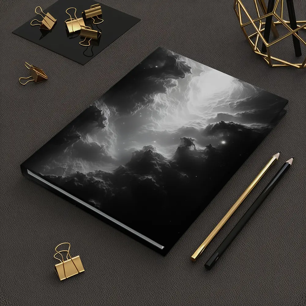 Black and White Nebula Space Galaxy Art – Notebooks