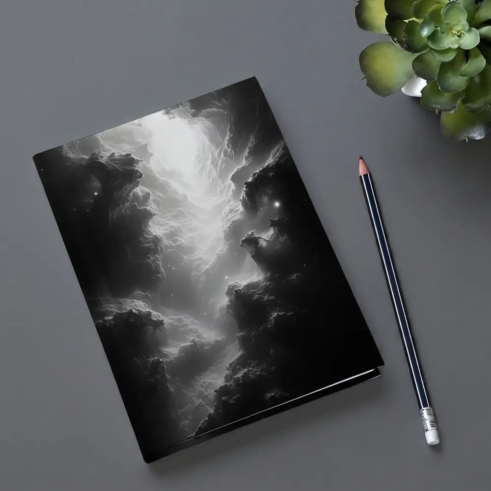 Black and White Nebula Space Galaxy Art – Notebooks