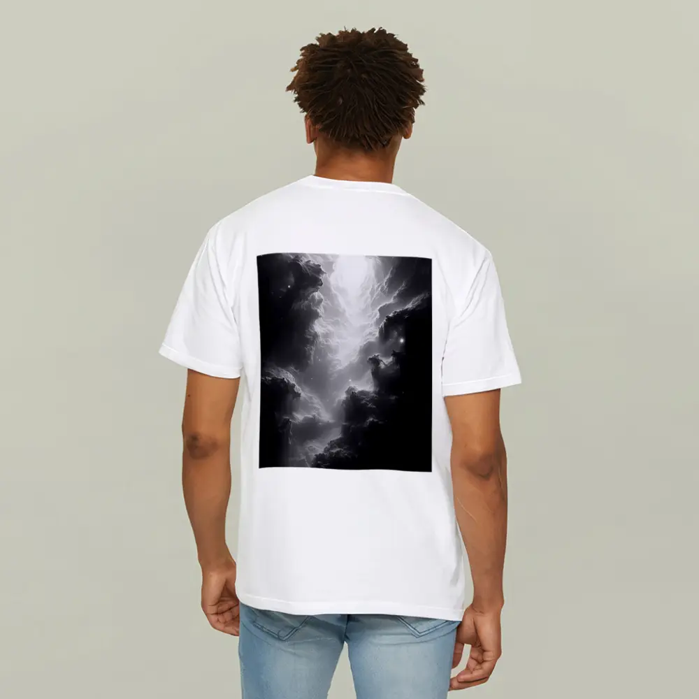 Black and White Nebula Space Galaxy Art – T-Shirts