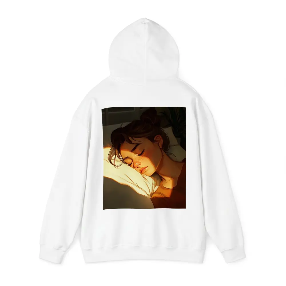 Sleeping Woman Warm Golden Light Illustration – Hoodies