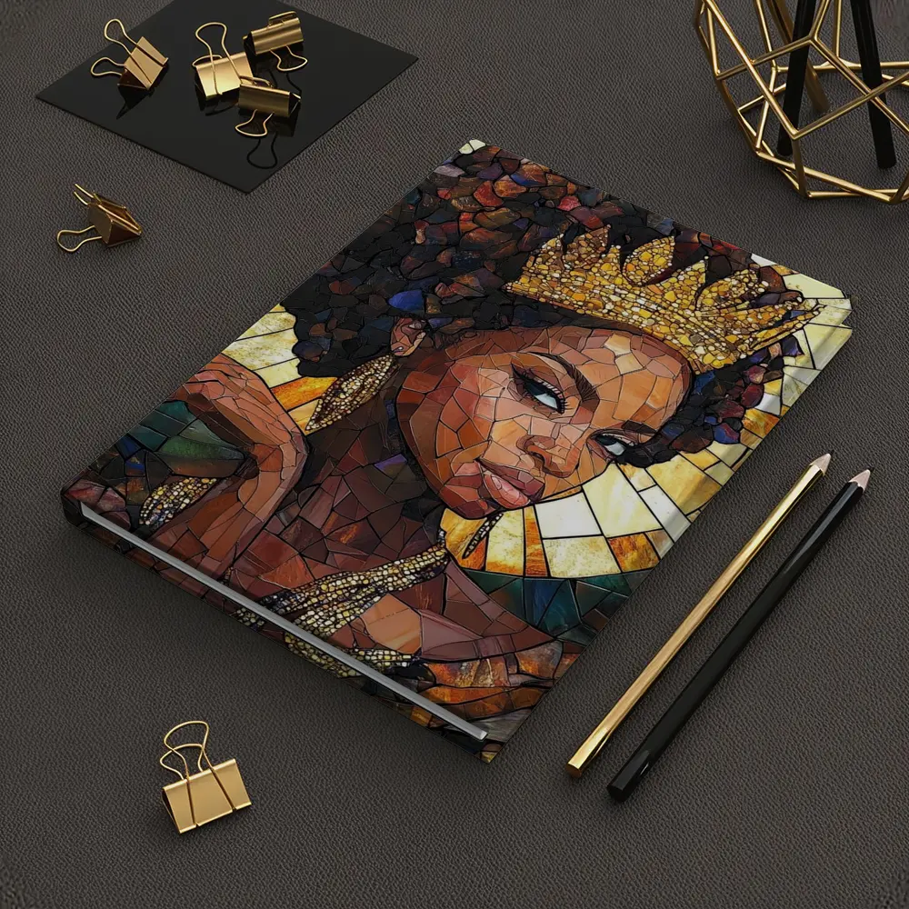 Black Queen Crown Stained Glass Mosaic Art – Notebooks