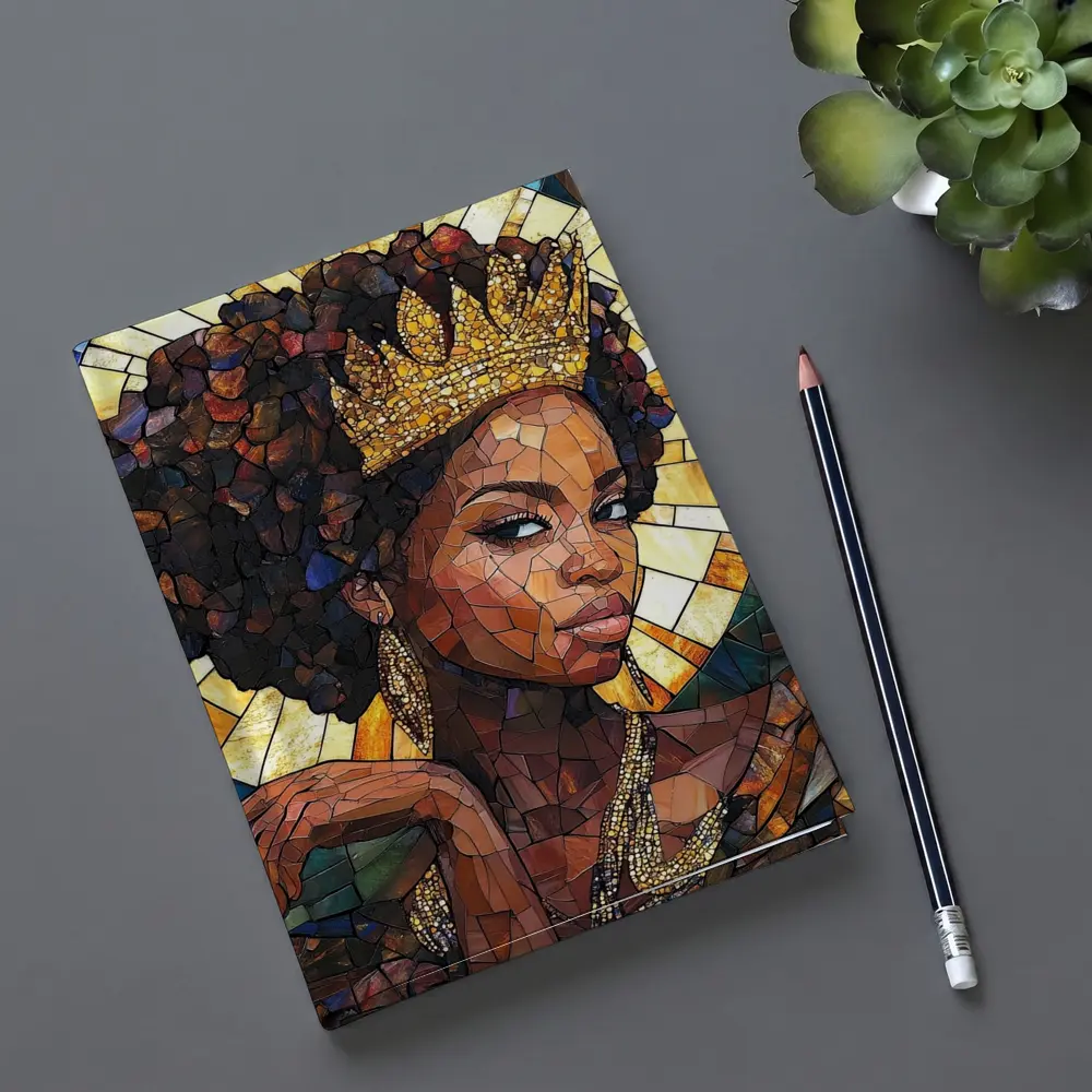 Black Queen Crown Stained Glass Mosaic Art – Notebooks