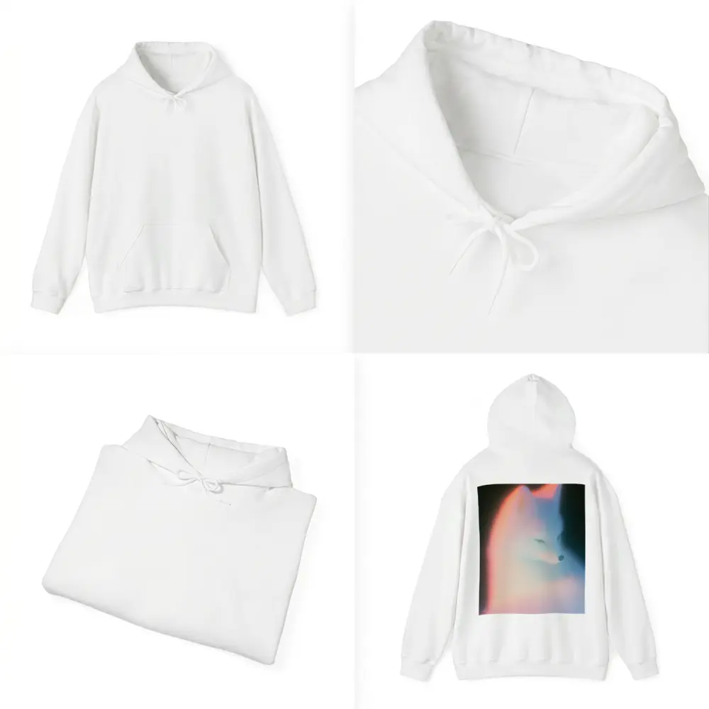 Arctic Fox Glowing Soft Pastel Dark Background – Hoodies