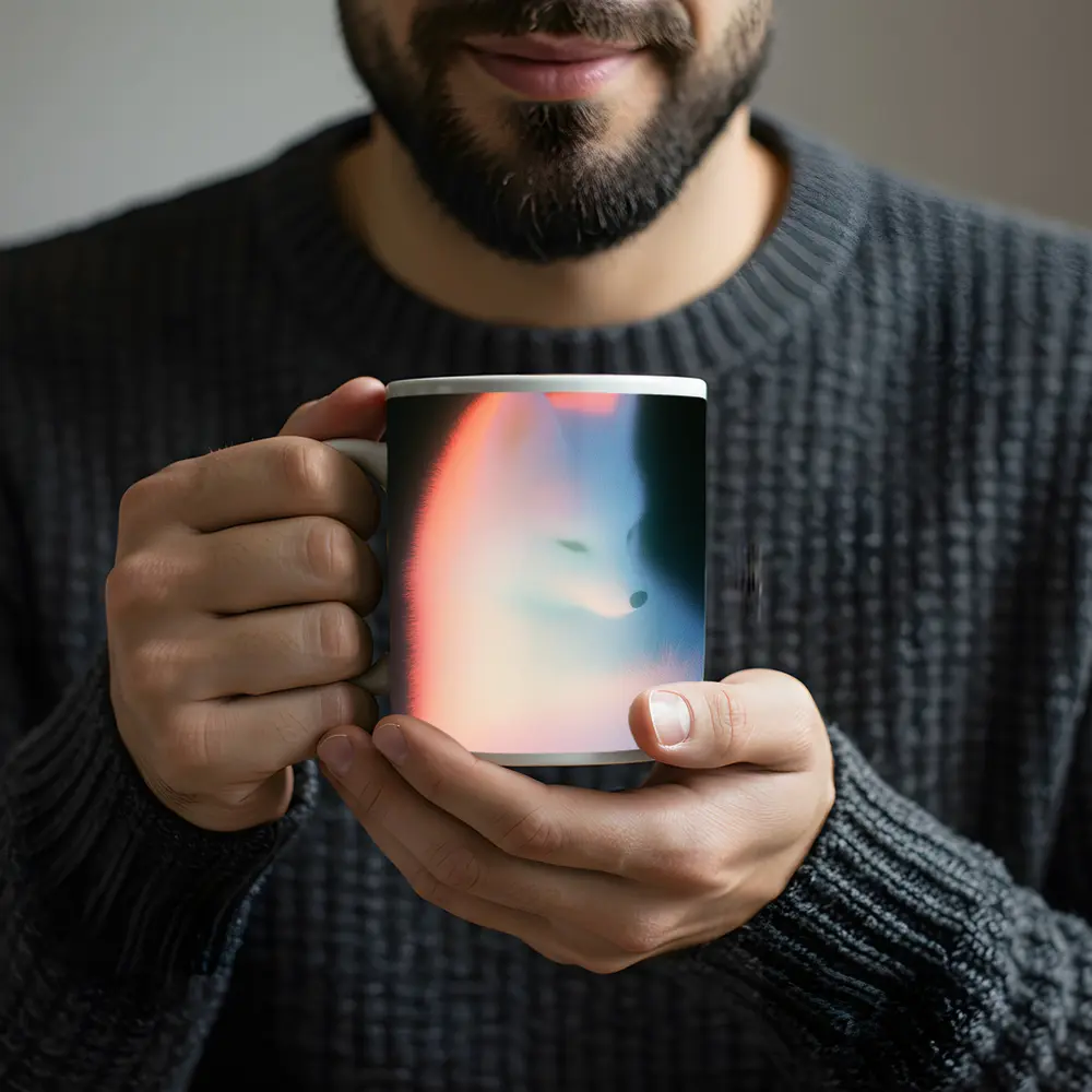 Arctic Fox Glowing Soft Pastel Dark Background – Mugs