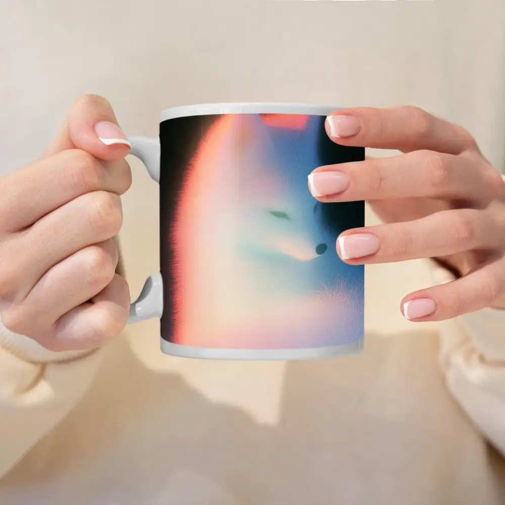 Arctic Fox Glowing Soft Pastel Dark Background – Mugs