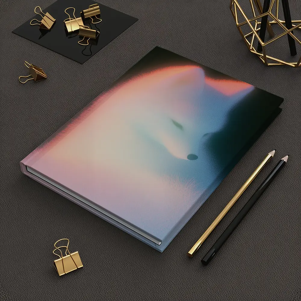 Arctic Fox Glowing Soft Pastel Dark Background – Notebooks