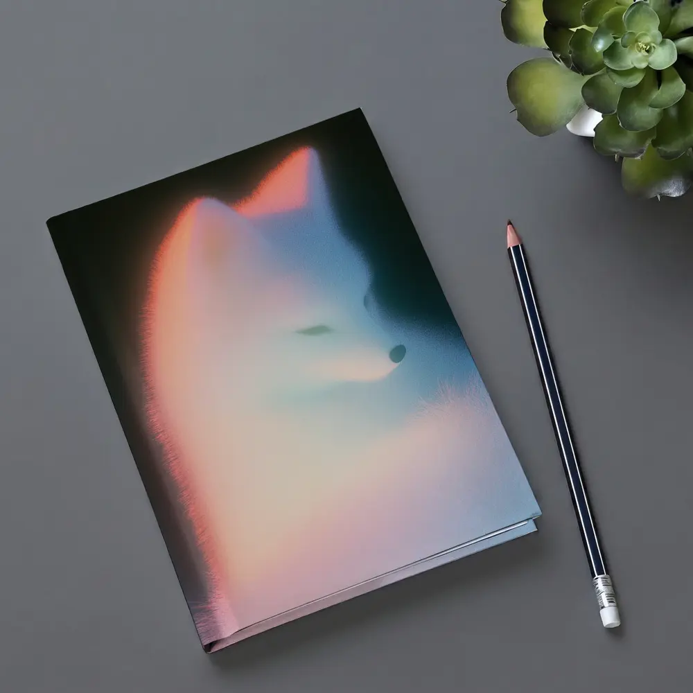 Arctic Fox Glowing Soft Pastel Dark Background – Notebooks