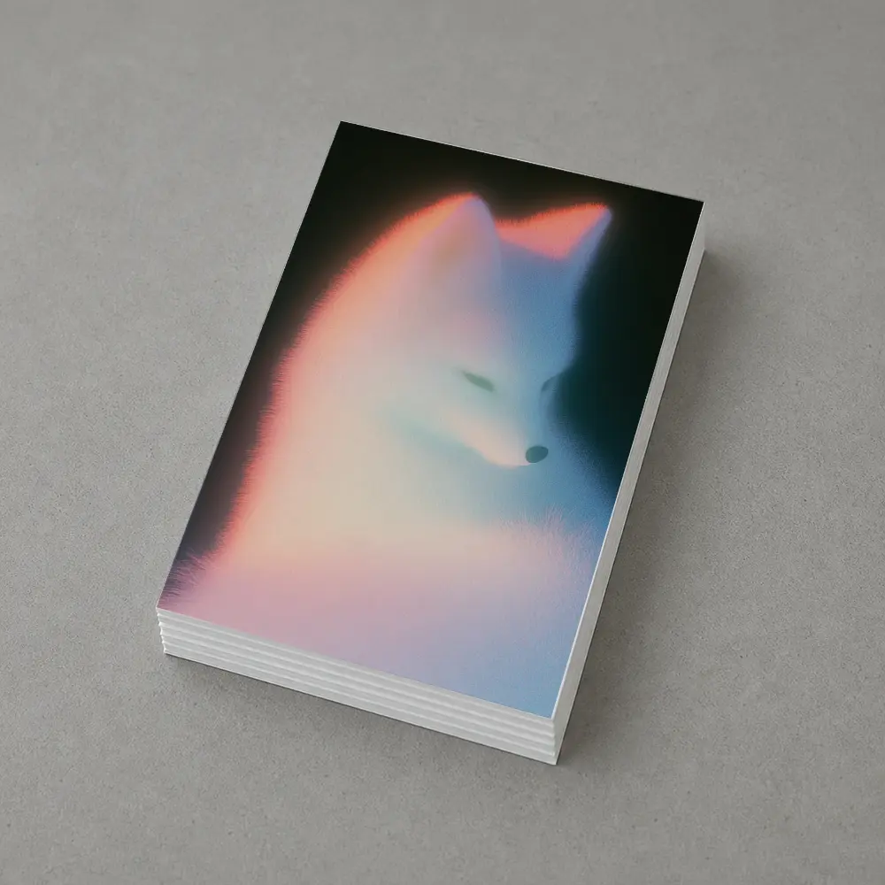 Arctic Fox Glowing Soft Pastel Dark Background – Postcards