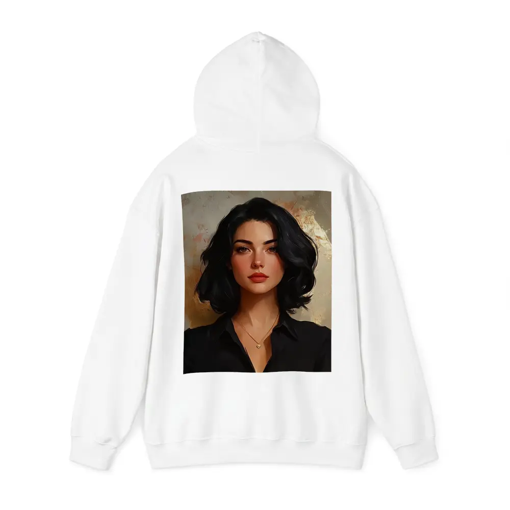 Dark Haired Woman Portrait Gold Abstract Background – Hoodies