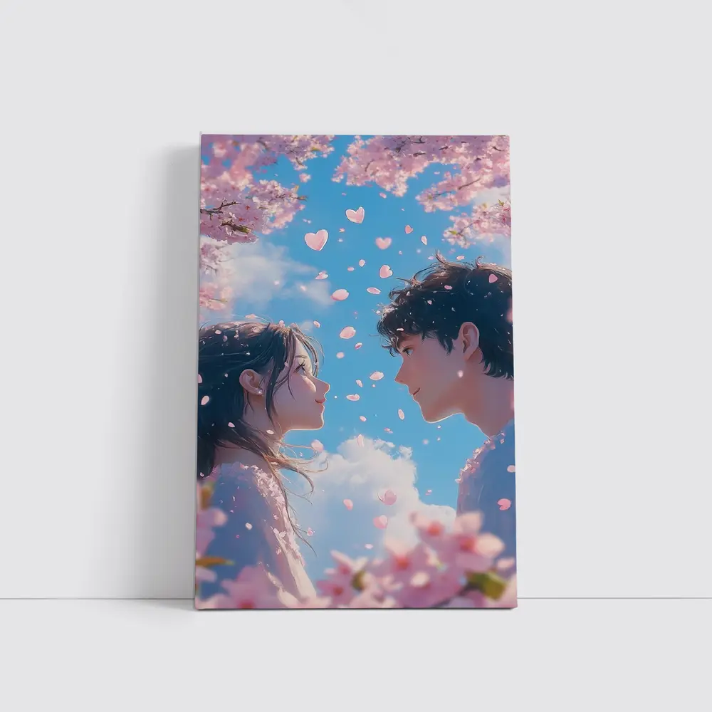 Anime Couple Cherry Blossom Blue Sky – Wall Art