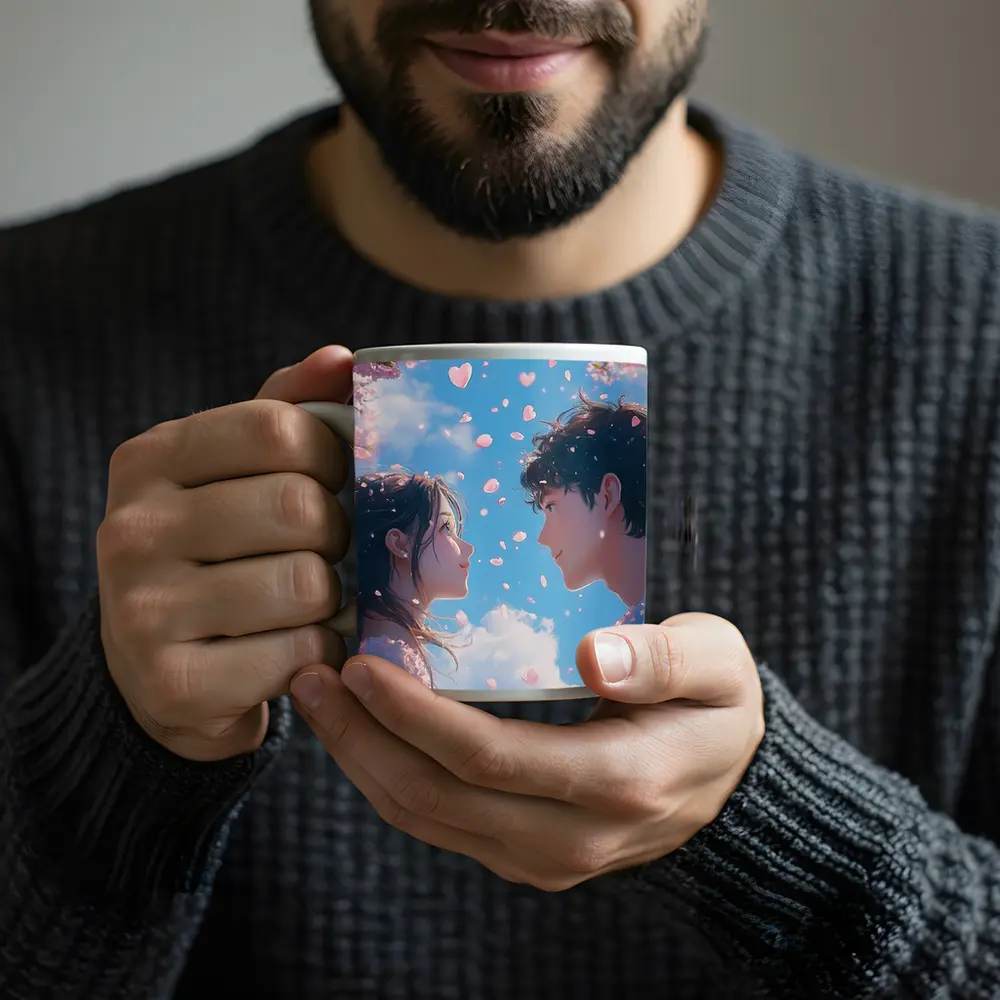 Anime Couple Cherry Blossom Blue Sky – Mugs