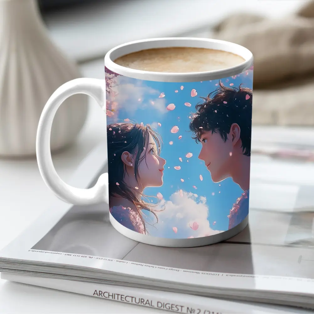 Anime Couple Cherry Blossom Blue Sky – Mugs