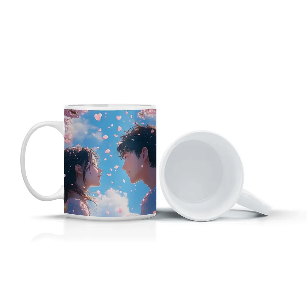 Anime Couple Cherry Blossom Blue Sky – Mugs