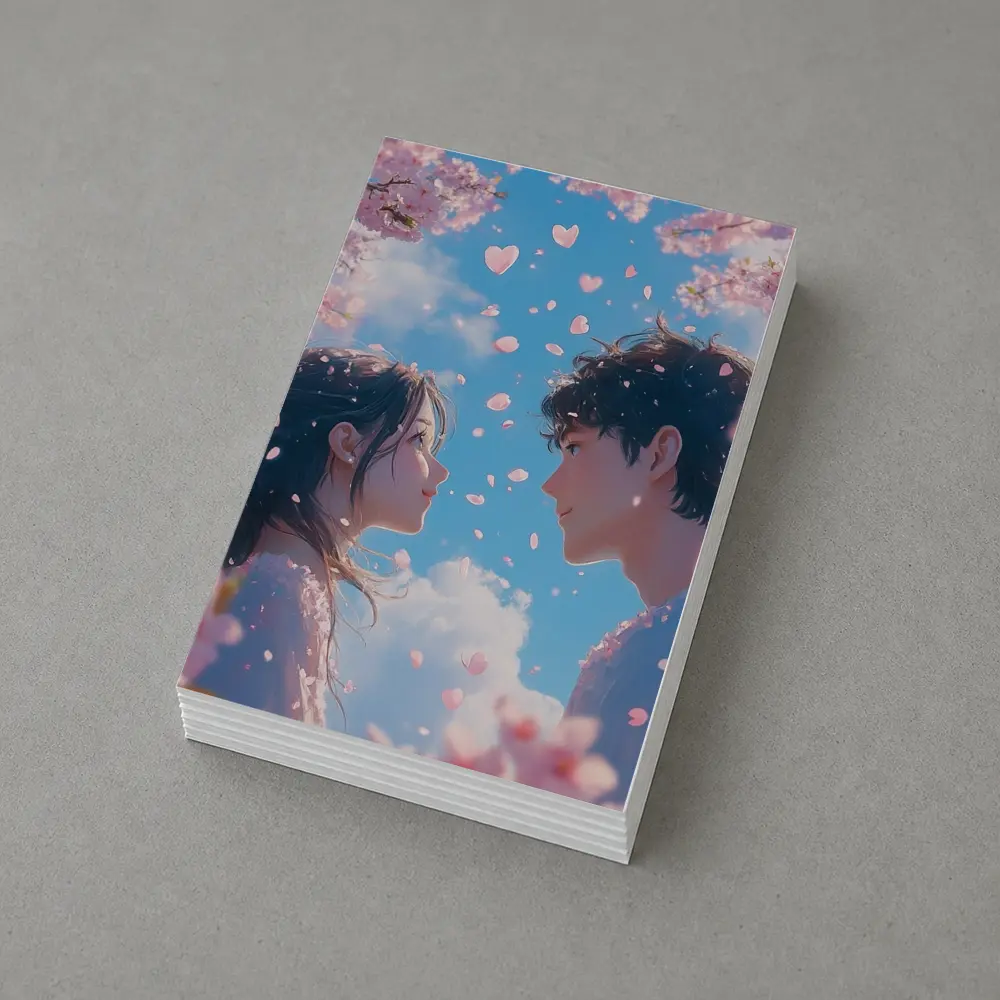 Anime Couple Cherry Blossom Blue Sky – Postcards
