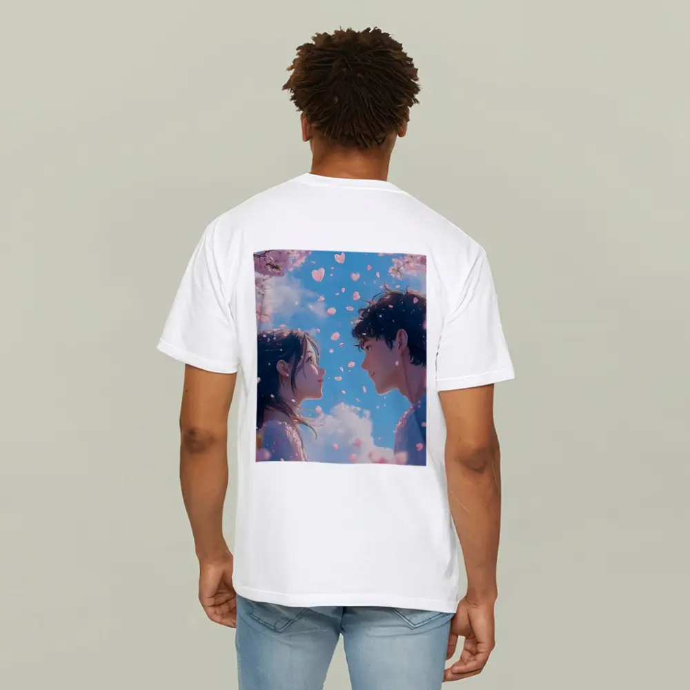 Anime Couple Cherry Blossom Blue Sky – T-Shirts