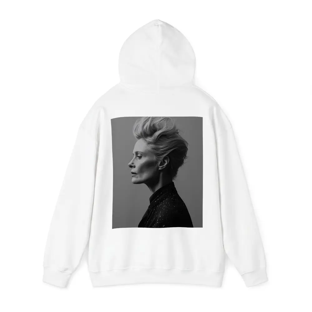 Black White Woman Portrait Gray Background – Hoodies