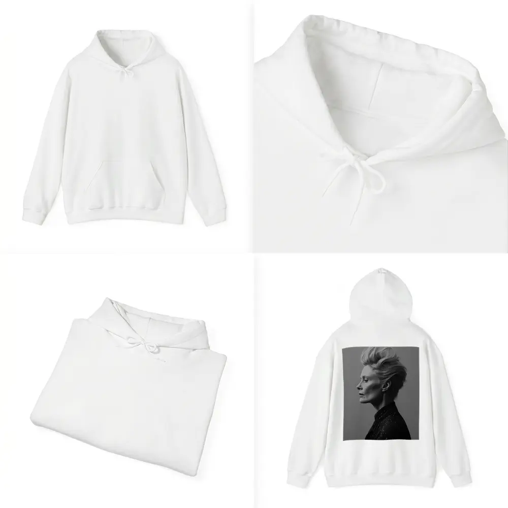 Black White Woman Portrait Gray Background – Hoodies